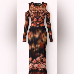 Jean Paul Gaultier Soleil Fuzzi Mesh Cold Shoulder Floral Maxi XL, fits a 6+